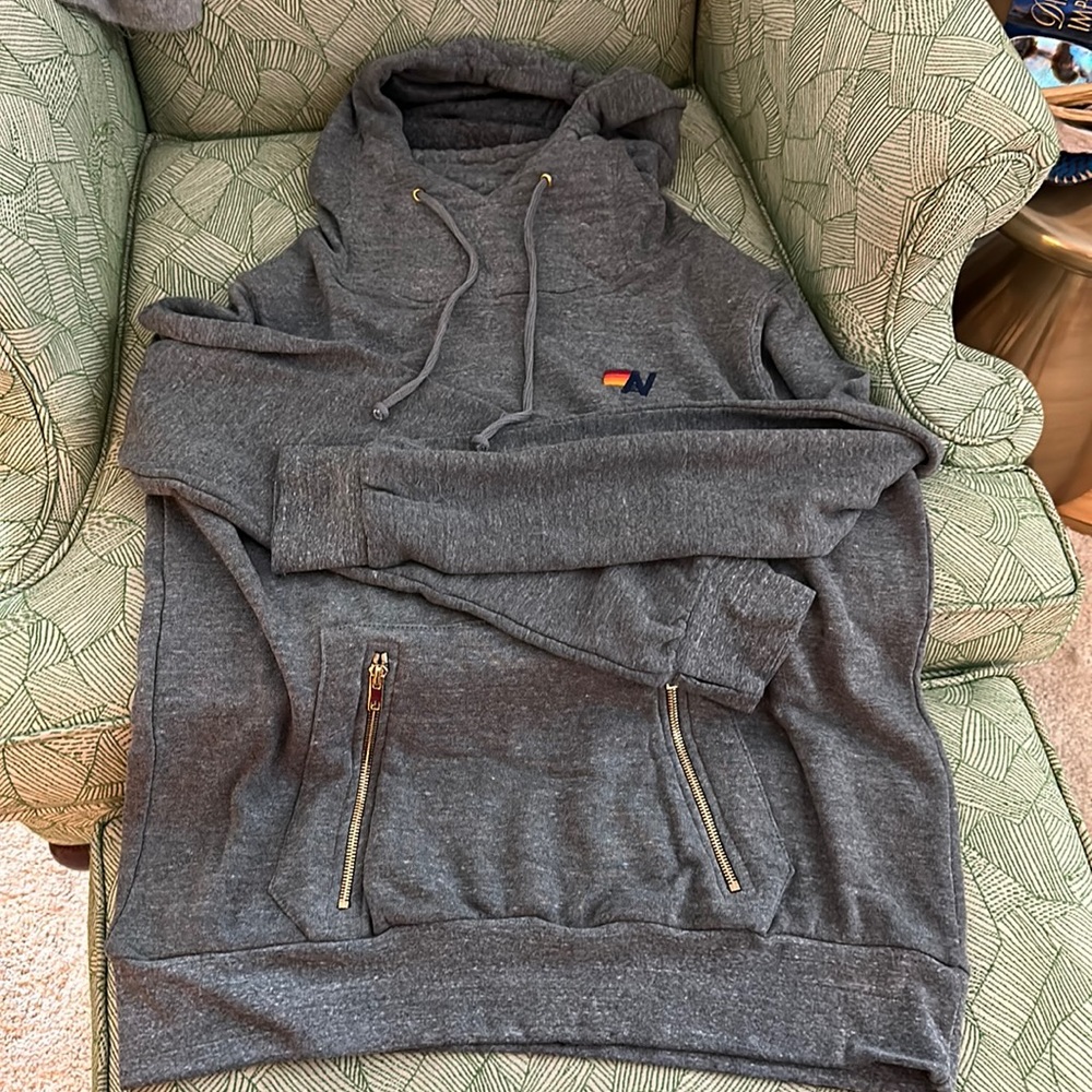 Aviator Nation Pullover Hoodie L in Heather Grey